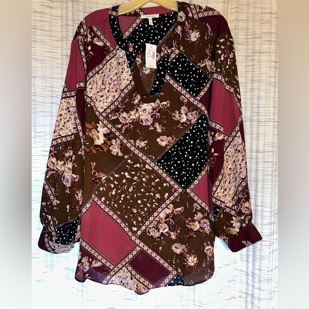 NWT Polyester patchwork blouse